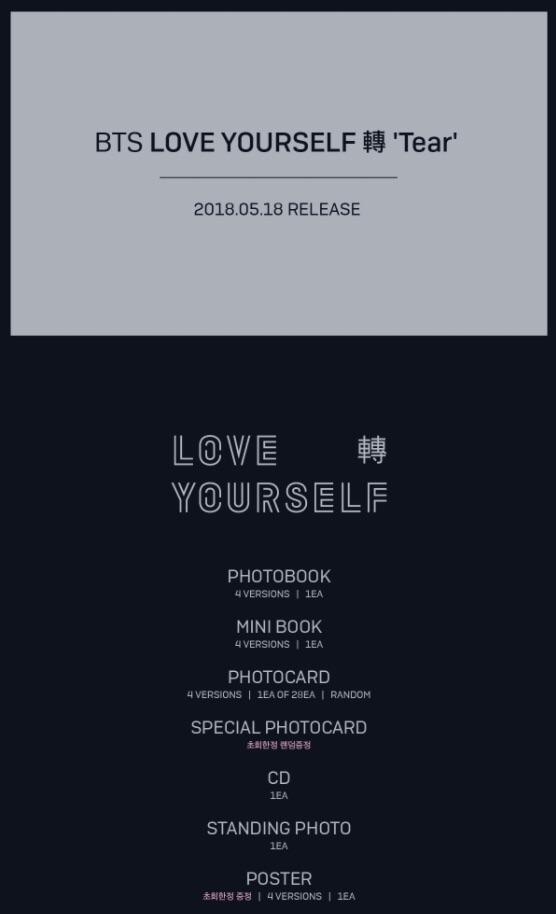 BTS 3RD ALBUM - LOVE YOURSELF: TEAR 轉 – kpopcom